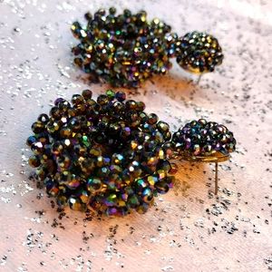 Oil Slick post beaded Earrings